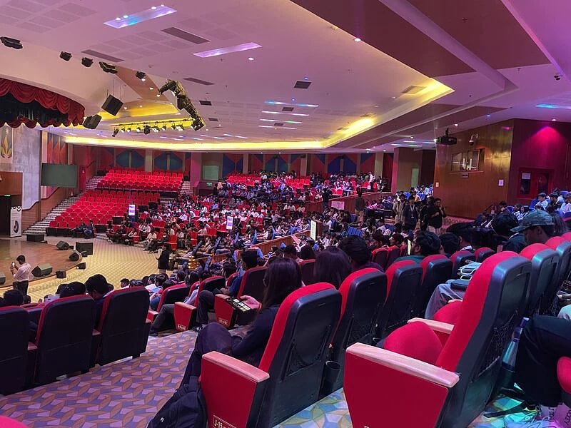 A full auditorium at Sharda University